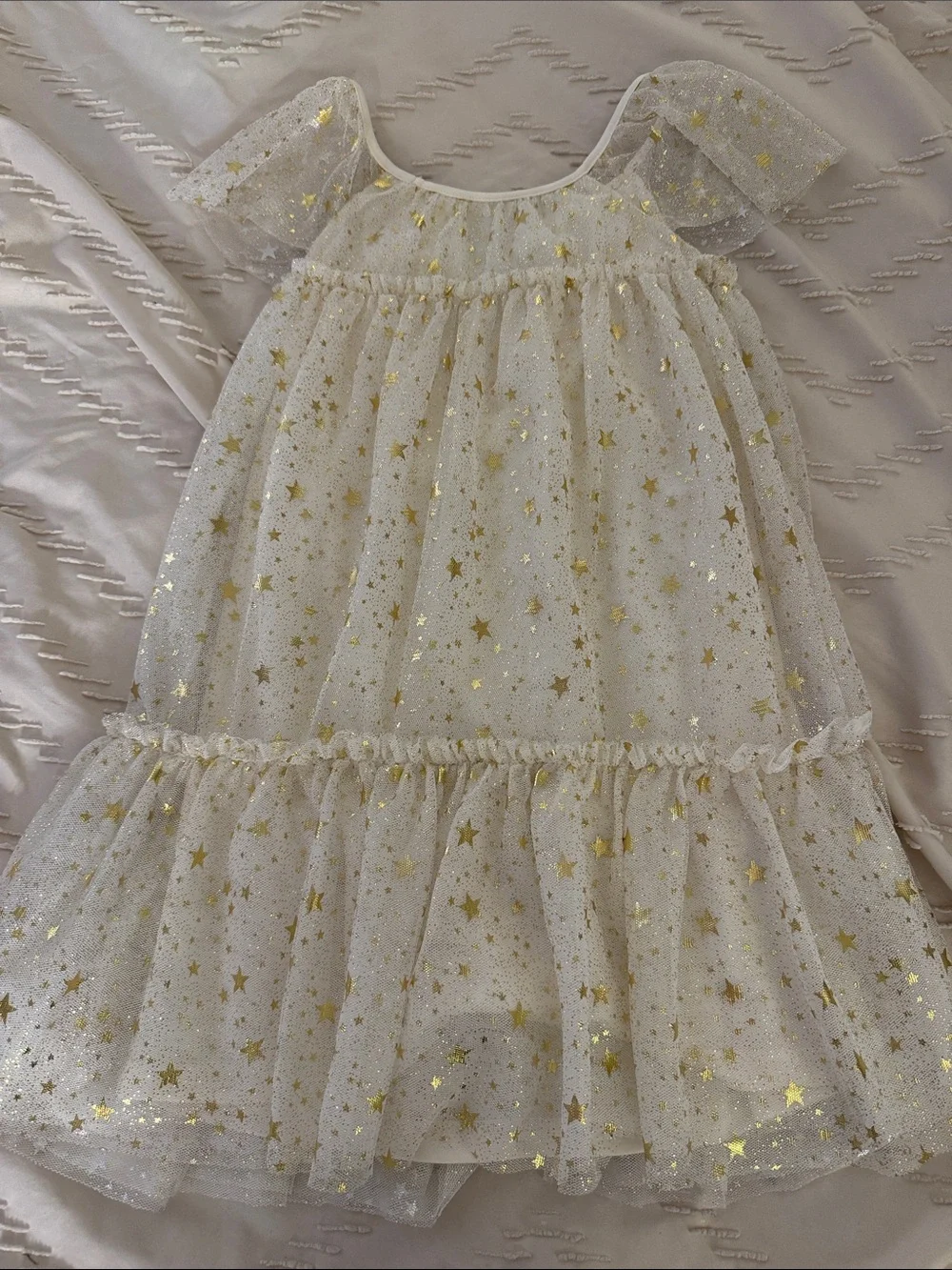 The Children's Place Ivory Tulle Dress with Gold Stars